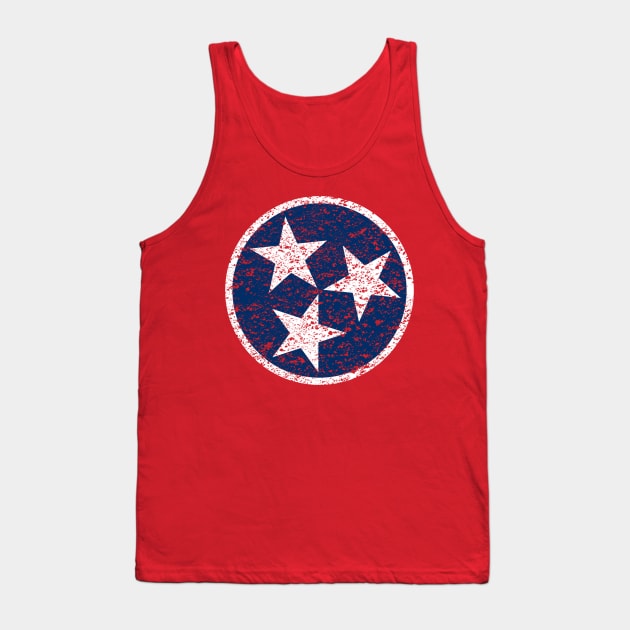 Tennessee Flag Symbol - Blue Distressed Tank Top by Mouse Magic with John and Joie